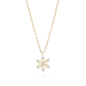 Silver (925) gold-plated necklace snowflake with white zirconias