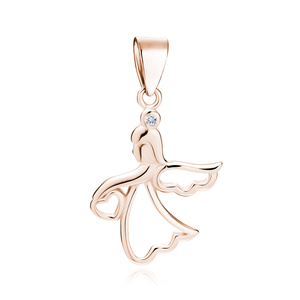 Silver (925) pendant - rose gold-plated angel with heart