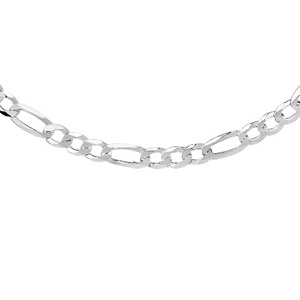 Silver (925) diamond-cut chain - figaro extra flat Ø 150 rhodium-plated