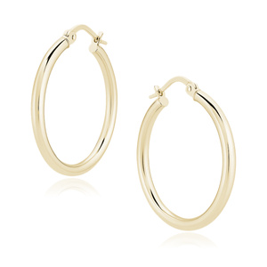 Silver (925) earrings hoops - highly polished, gold-plated