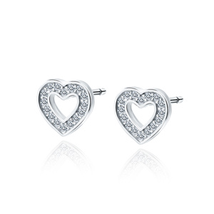 Silver (925) earrings heart with zirconias