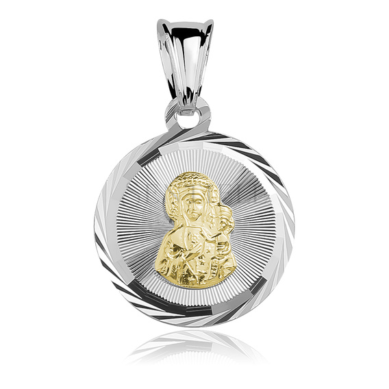 Colgante de Plata de ley 925 Virgen María / Virgen Negra chapado en oro