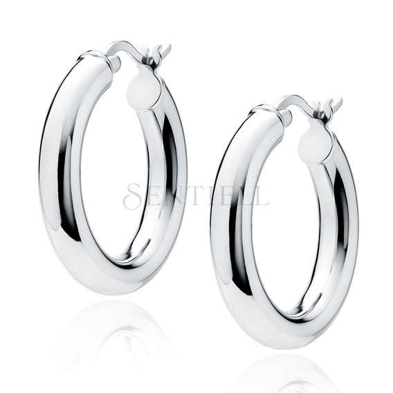 Silver (925) earrings hoops - highly polished