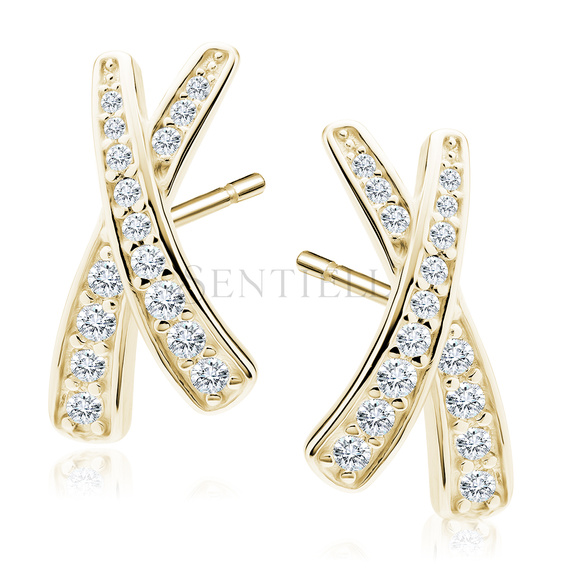 Silver (925) gold-plated earrings with white zirconias