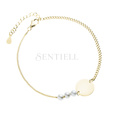 Silver (925) gold-plated bracelet - round plate, two types of chain and pearls