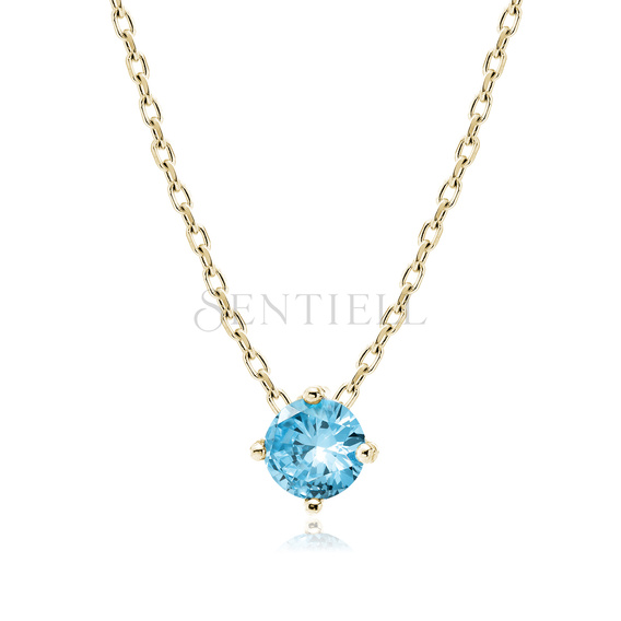 Silver (925) gold-plated necklace with aquamarine zirconia