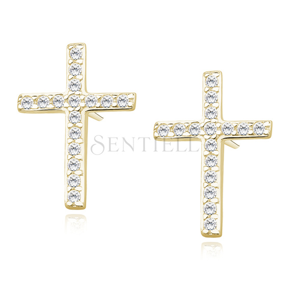 Silver (925) earrings with zirconia - crosses