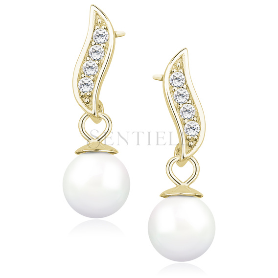 Pendientes de perlas de plata de ley 925 con circonitas