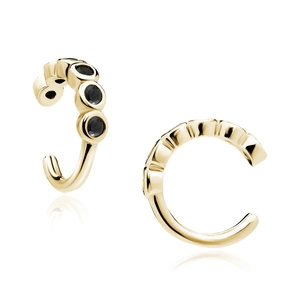 Silver (925) gold-plated ear-cuff with black zirconias