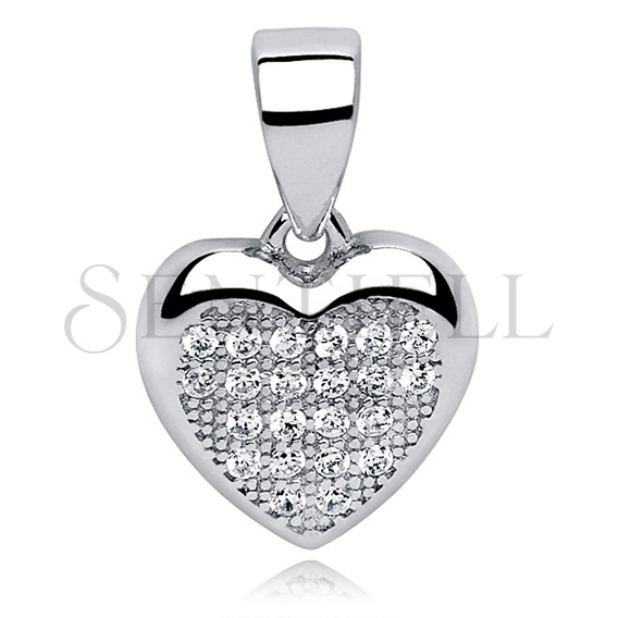Silver (925) pendant white zirconia - heart small