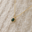 Silver (925) gold-pated necklace with emerald zirconia