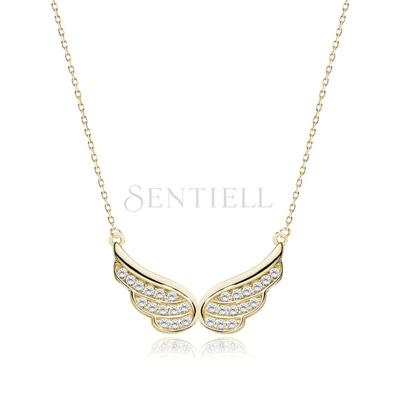 Silver (925) necklace - wings with zirconia, gold-plated