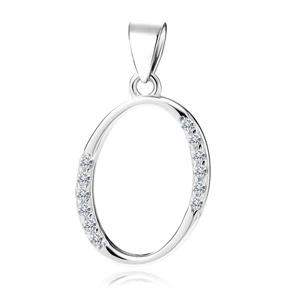 Silver (925) pendant with white zirconias - letter O