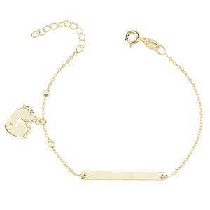 Silver (925) bracelet with tag - little feet, gold-plated