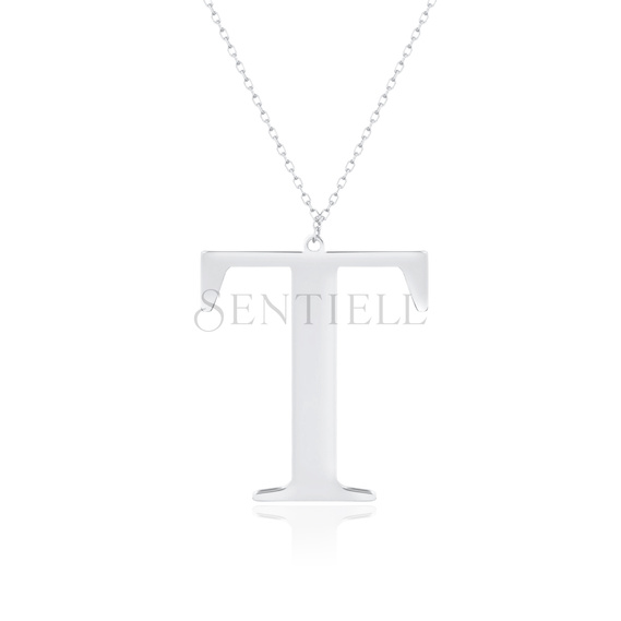 Silver (925) necklace - letter T