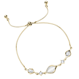 Silver (925) gold-plated bracelet with slider, white zirconias and ulexite