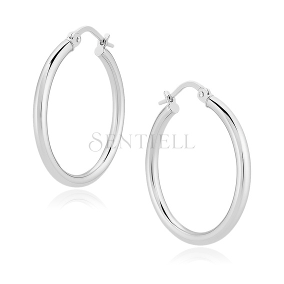 Silver (925) earrings hoops - highly polished