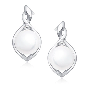 Silver (925) earrings white pearl and zirconia