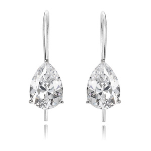 Silver (925) earrings tear-shaped white zirconia 6 x 8mm