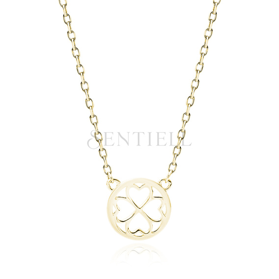 Silver (925) gold-plated necklace - clover / hearts in a circle