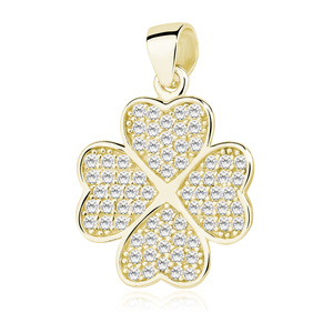 Silver (925) clover gold-plated pendant with zirconia