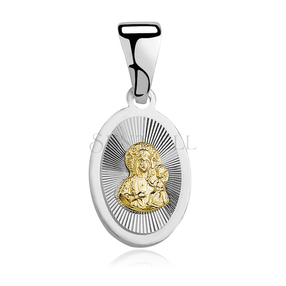 Colgante de plata de ley 925 chapado en oro Virgen María / Virgen Negra