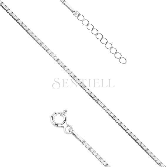 Pulsera veneciana tipo box de plata de ley 925 con acabado diamantado - rodiada