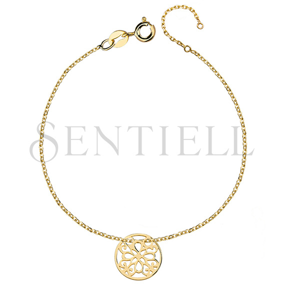 Silver (925) bracelet with open-work cirlce, gold-plated
