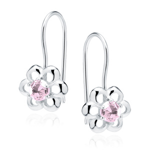 Silver (925) Earrings light pink colored zirconia