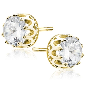 Silver (925) gold-plated earrings round white zirconia