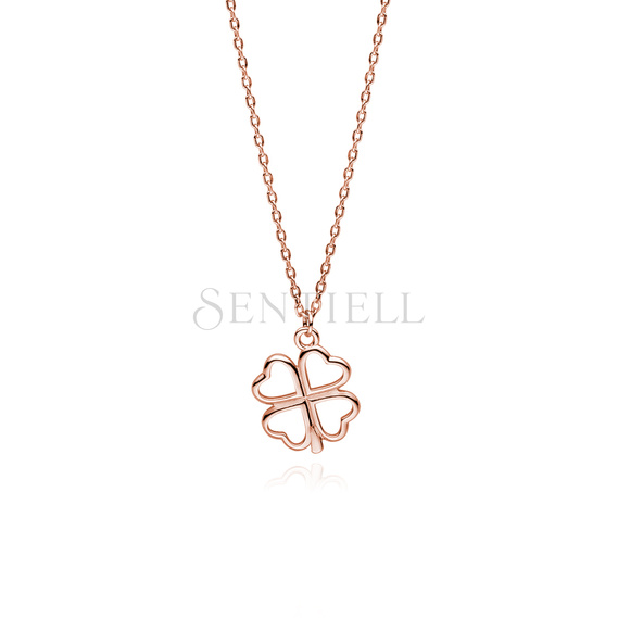 Silver (925) rose gold-plated necklace clover