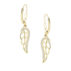 Silver (925) Earrings - wings with white zirconia, gold-plated