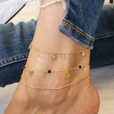 Silver (925) gold-plated anklet - adjustable size with star and moon pendants