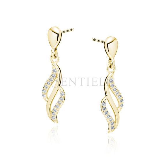 Silver (925) gold-plated earrings with white zirconias