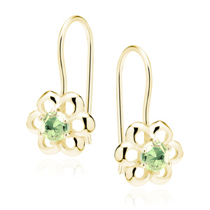 Silver (925) gold-plated Earrings green zirconia