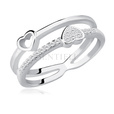 Silver (925) ring - hearts with white zirconia