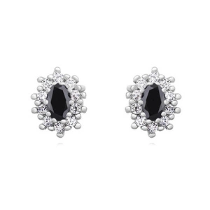 Silver (925) Earrings black colored zirconia