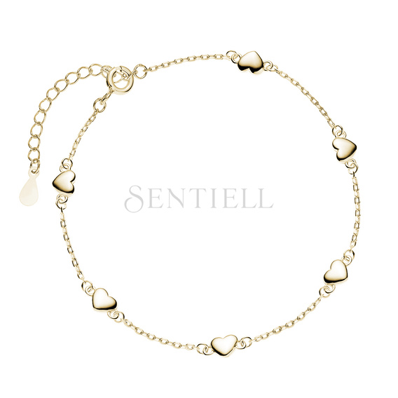 Silver (925) gold-plated bracelet - hearts
