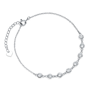 Silver (925) bracelet, circles with white zirconias