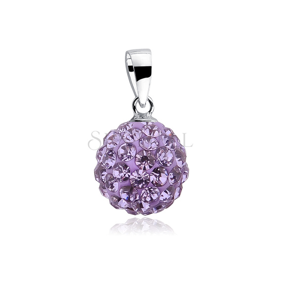 Silver (925) pendant disco ball 10mm violet