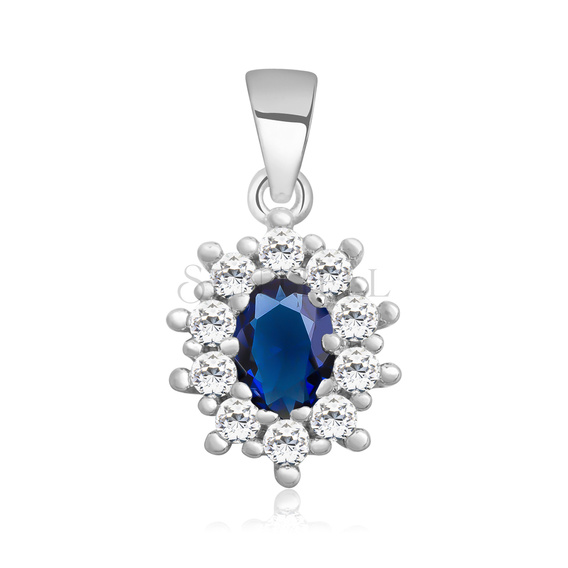 Silver (925) pendant sapphire colored zirconia