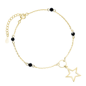Pulsera de plata de ley 925 chapada en oro con espinelas negras en forma de estrella