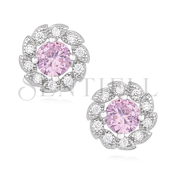 Silver (925) earrings with light pink zirconia