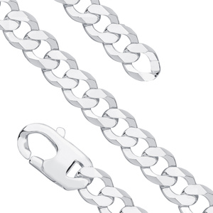 Silver (925) diamond-cut bracelet - curb extra flat Ø 300