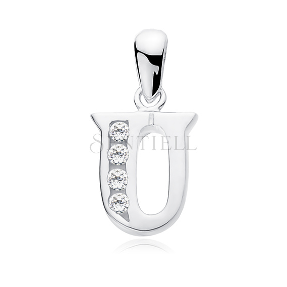 Silver (925) pendant white zirconia - letter U