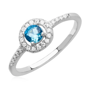 Silver (925) ring with aquamarine zirconia