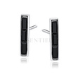 Silver (925) earrings with black zirconia - rectangle