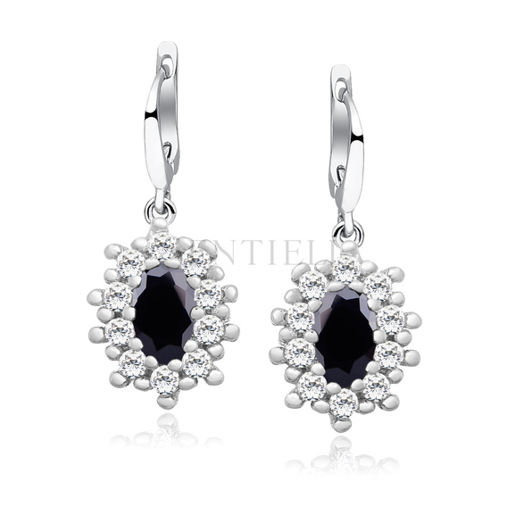 Silver (925) Earrings black colored zirconia