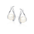 Silver (925) pearl earrings with zirconia