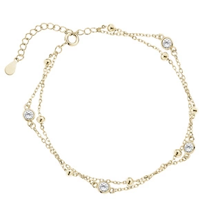 Silver (925) gold-plated bracelet with balls and white zirconias